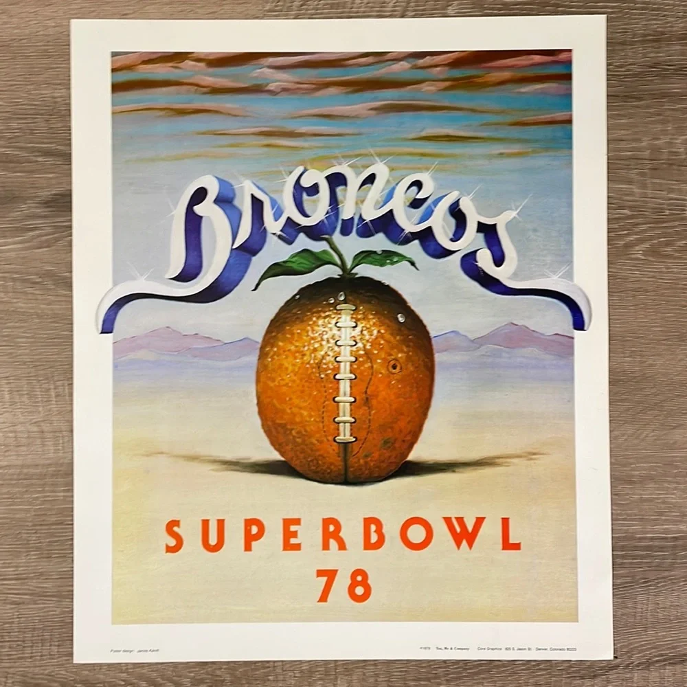 Vintage Denver Broncos Super Bowl XII 1978 “Orange Crush” Art Print RARE 18”x15” - Picture 1 of 8